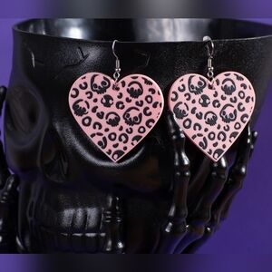 Spooky Pink Heart Earrings